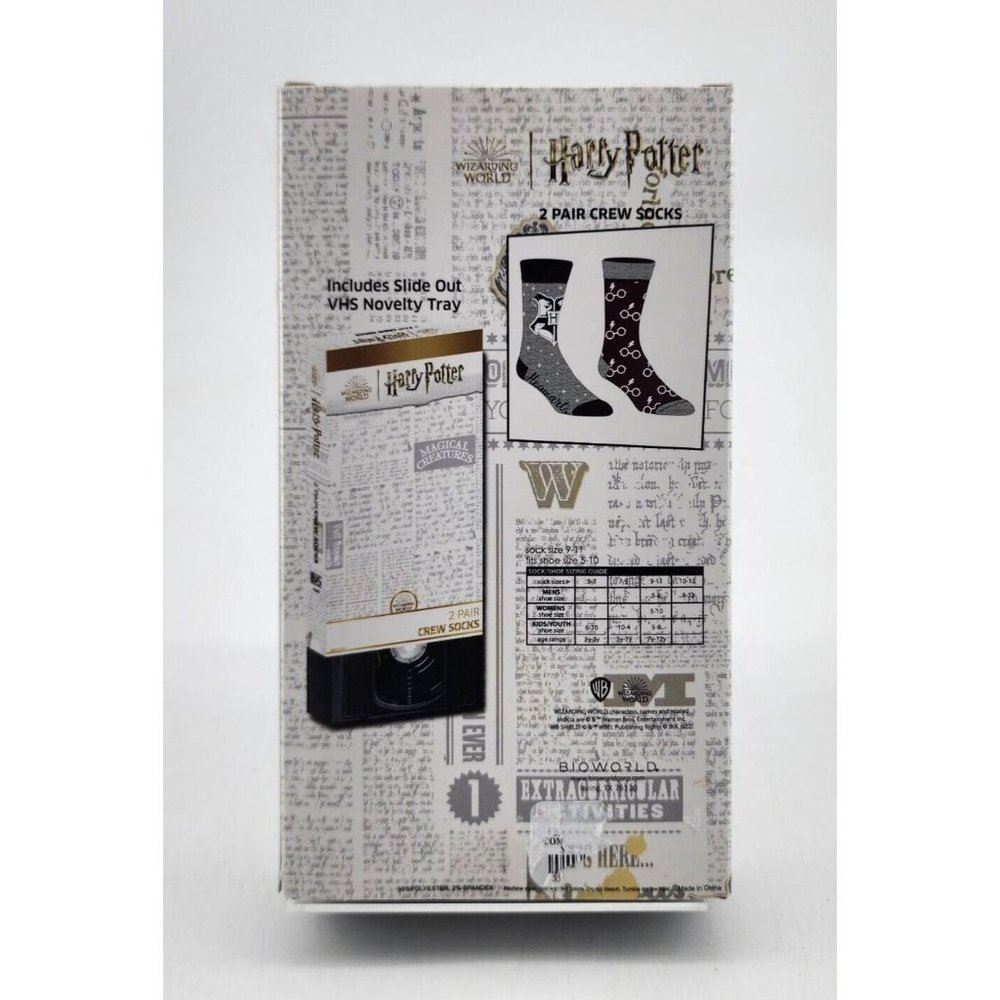 Harry Potter Wizarding World 2 Pair Crew Socks Hogwarts Glasses‎ Fits Sizes 5-10